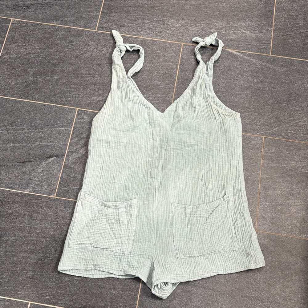 SMYM Teal/Sky Blue Tie Sleeve Overalls